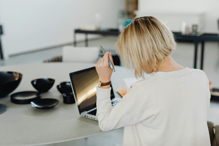 woman working on laptop